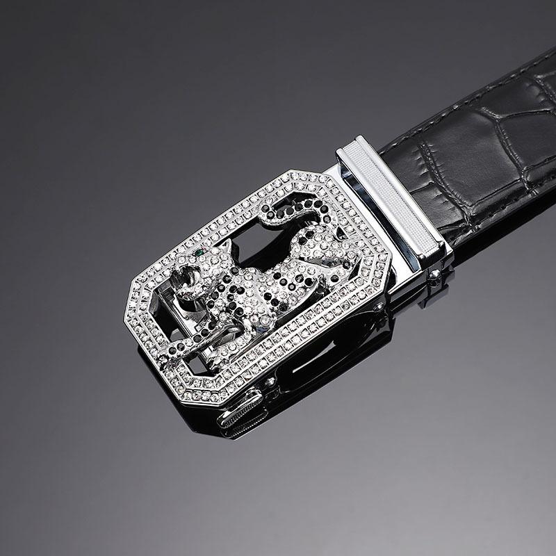 Cinto masculino de couro fivela automática primeira camada couro de vaca doze zodíaco botão cabeça crocodilo padrão cinto masculino