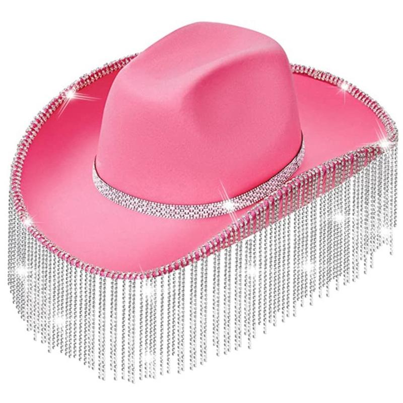 Cowgirl Hats Rave Cow Girl Hat Adult Size Rhinestones Fringe Cowboy Hat