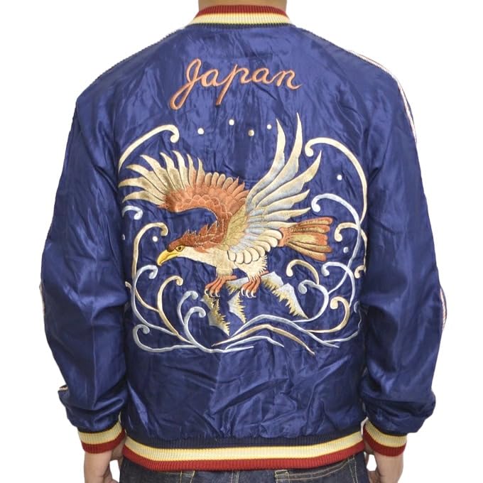 

Tailor Toyo Souvenir Jacket Acetate Sukajan EAGLE DRAGON TIGER Taylor Toyo TT15273-128 × & (L)