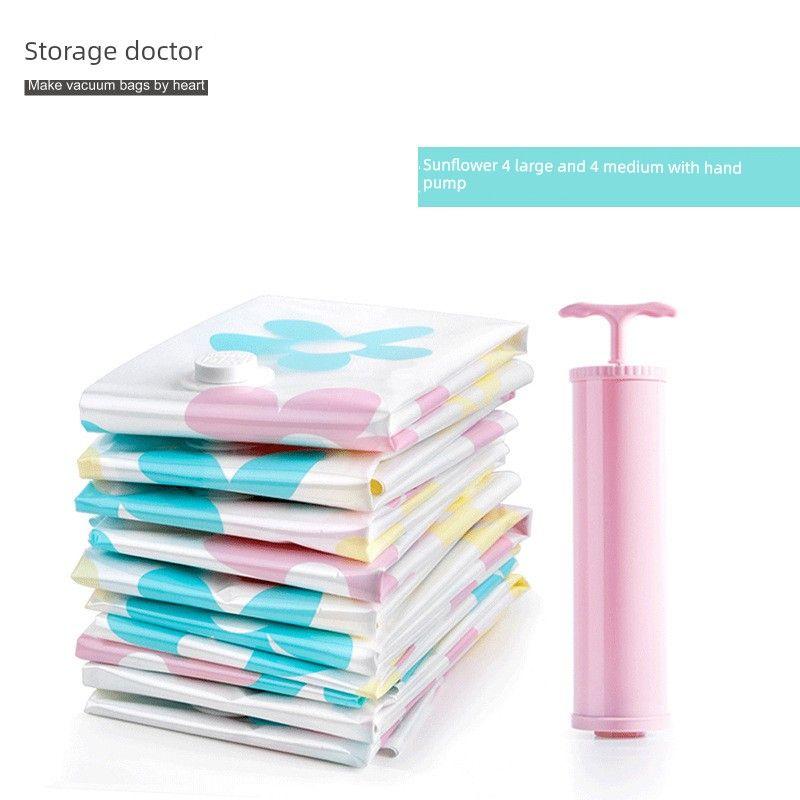 Vacuum Storage Bags with Pump, Vacuum Compression Bags, Vacuum Storage Bags with Air Pump, 4 Large and 4 Medium Sunflower 36 X 50 cm