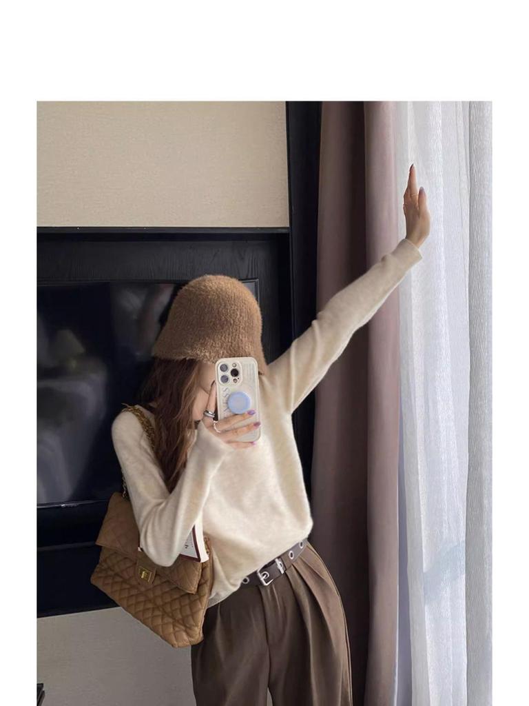 Double-Sided German Velvet Women's Warm Base Layer Top - Autumn/Winter Round Neck, Versatile Single/Dual Pieces