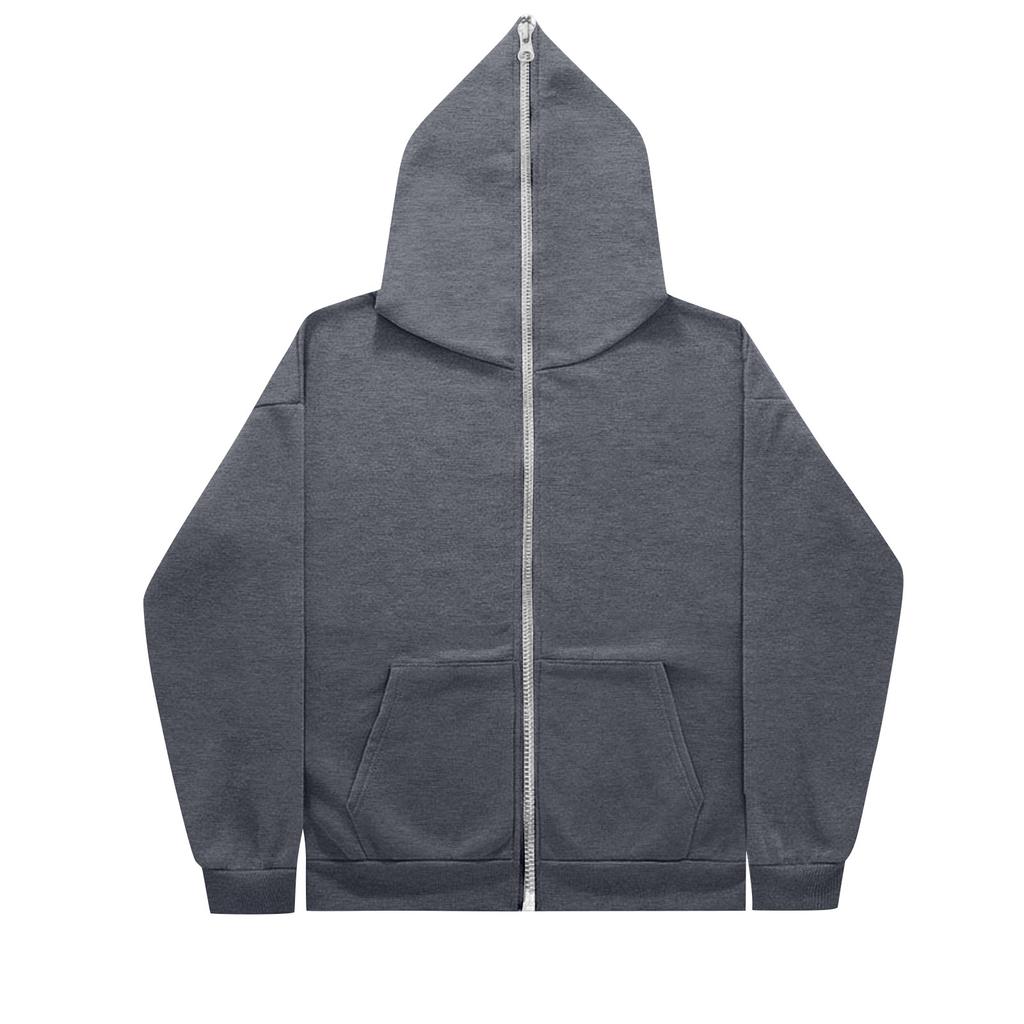 Men's Hooded Full Zip Long Sleeve Jacket with Pockets Casual Comfortable Coat