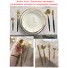 24Pcs Black Gold Dinnerware Set Stainless Steel Fork Spoon Knife Dinner Tableware With Butter Cheese Knife Basic Cutlery Set Kitchen