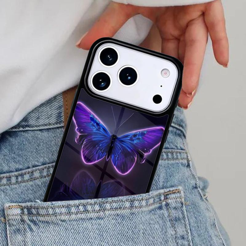 Glowing Butterfly Phone Case for iPhone 16e 15 14 13 12 17 Pro Max Plus Air 17pro Cover Coque