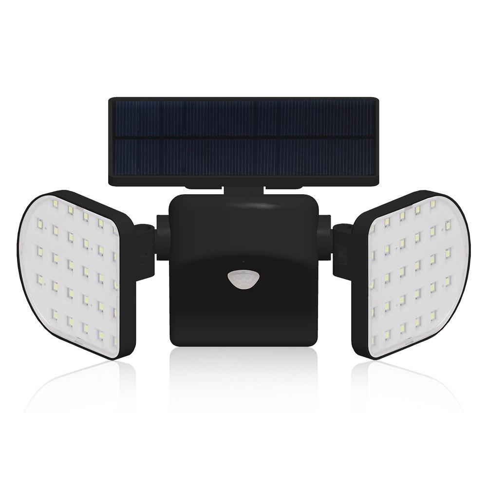 LED Double Head Solar Wall Spotlight with Motion Sensor for Outdoor Garden and Courtyard Lighting.