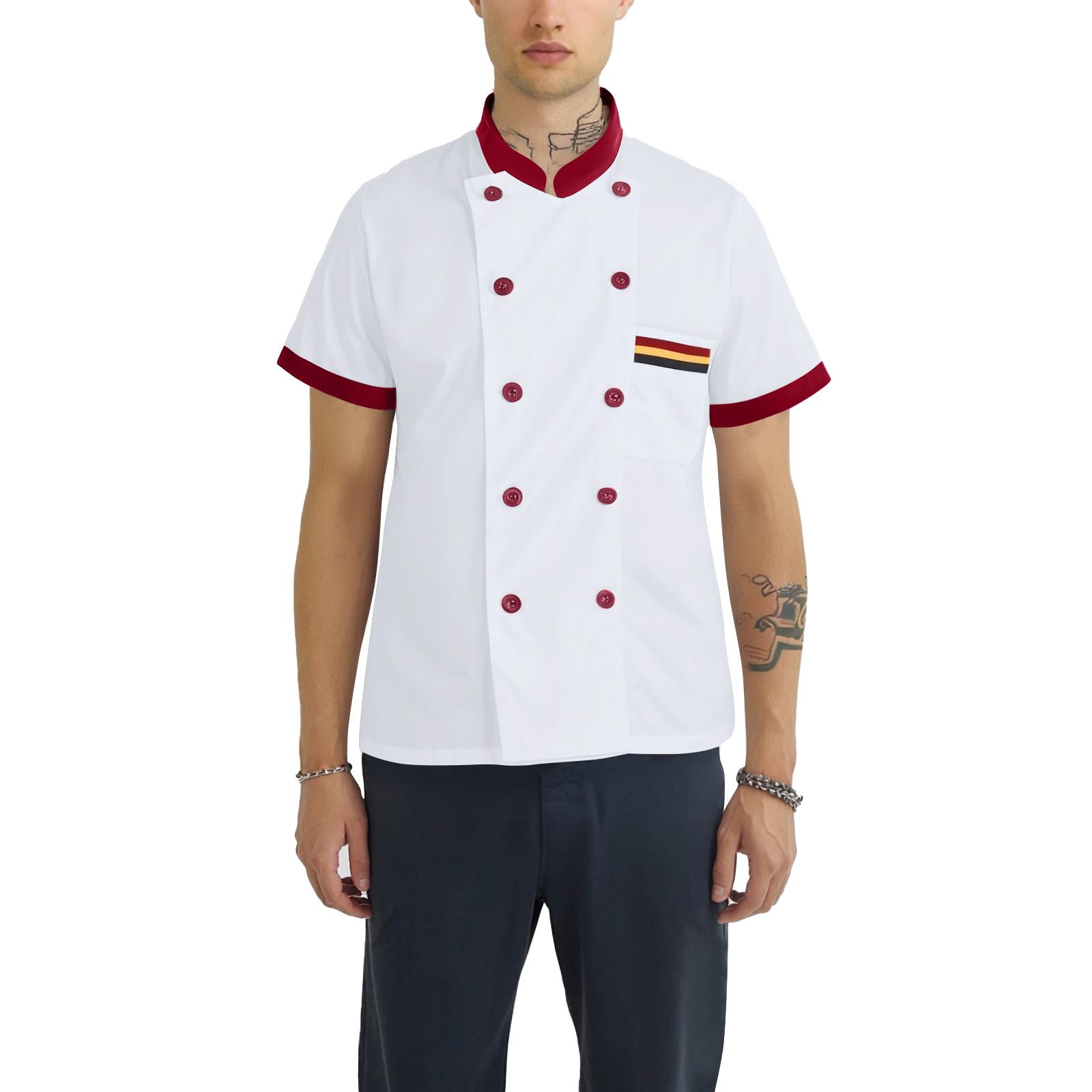 

Вышивка на заказ - Одежда шеф-повара, кейтеринг, рабочая одежда, задняя часть, кухонная одежда, верхняя часть XXXL красный