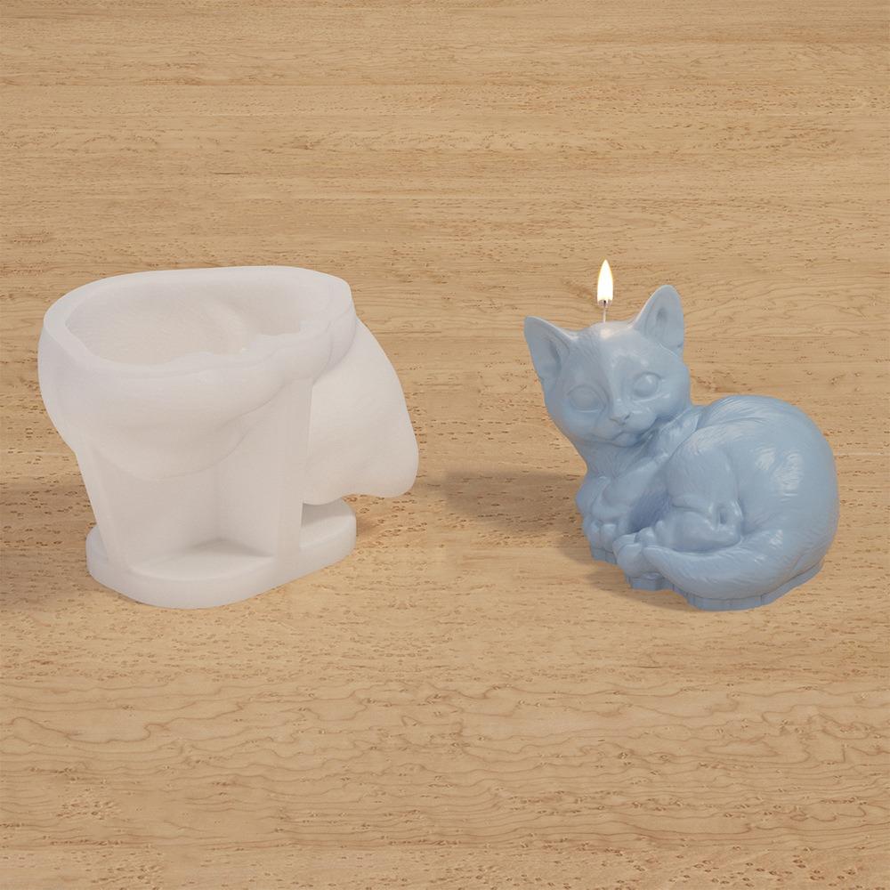 3D Pet Cat Candle Mold DIY Crafts Plaster Resin Mold Funny Animal Figurines Molds  Party Favors