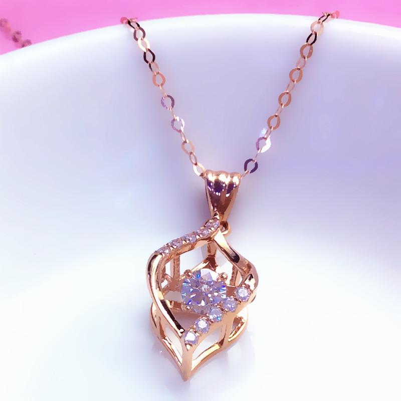Purple Gold Inlaid Zircon Smart Shiny Pendant Rose Gold Plated Necklace Simple Fashion Jewelry Women'S