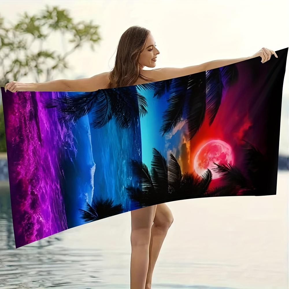 Tropical Beach Sunset Palm Trees Beach Towel, Thick Quick Dry Soft for Sunbathing Yoga