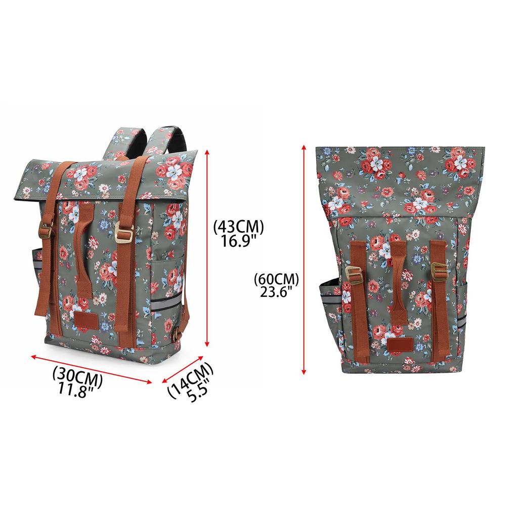 TOURBON Bicycle Bag, Backpack, Bike Rear Bag, Pannier Bag, Rear Carrier, Perfect for Commuting, School, Travel, Cycling, Backpack