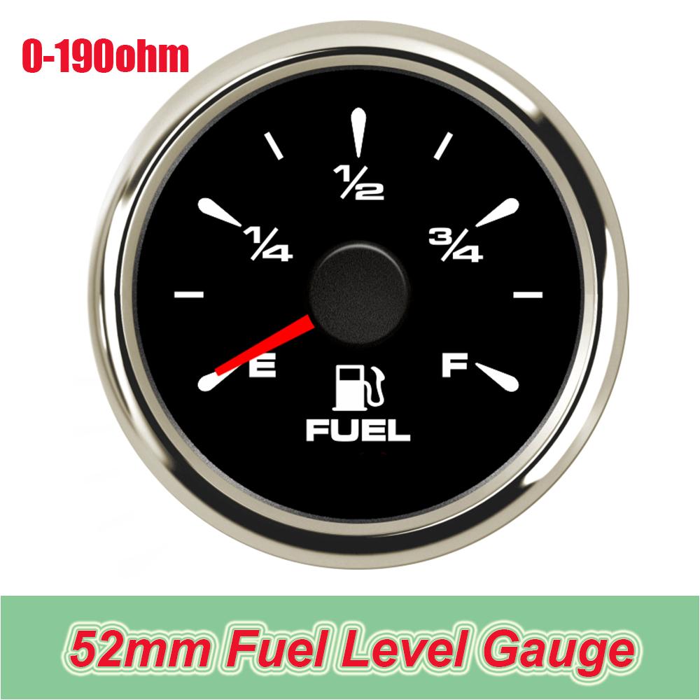 52mm Gauges Fuel Level Meter for Car Boat Yacht Gas Diesel Oil Tank Level Gauge Indicator 7colors LED Backlight Without Sensor