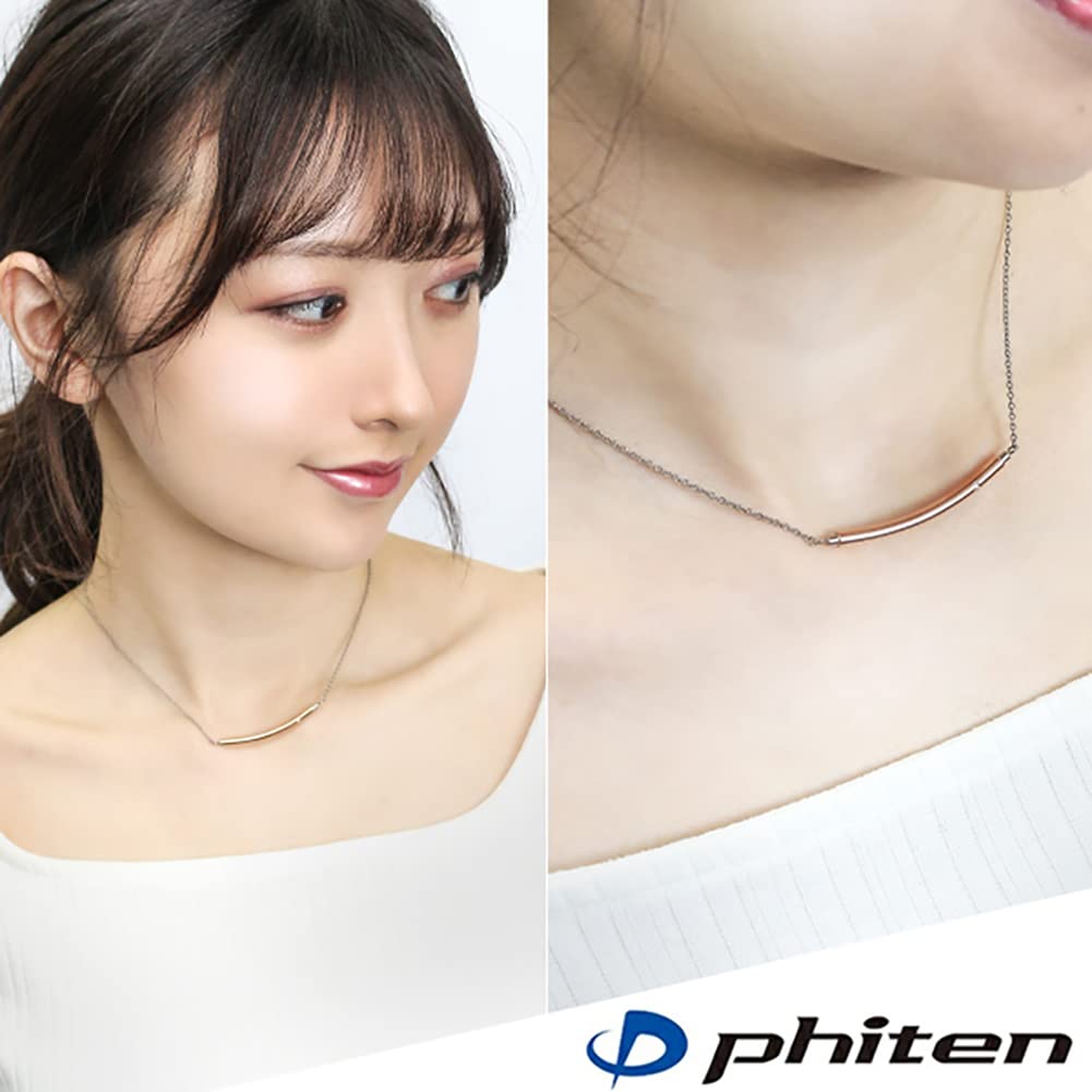 fe-fe×phiten [Special Edition] Titanium Necklace for Women with Diamonds and Round Lines, Ideal for Sports and Health, Hypoallergenic
