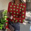 Women's Slim Fit Long Sleeve T-Shirt with Christmas Graphic Print Neck Pullover Top