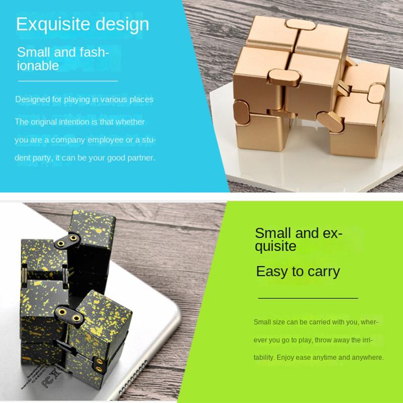 EN71 CPC Mini Metal Anti-Stress Relief Magic Puzzle Cube 2x2x2 Infinite Flip Sensory Toys Creative Christmas Gifts for Children