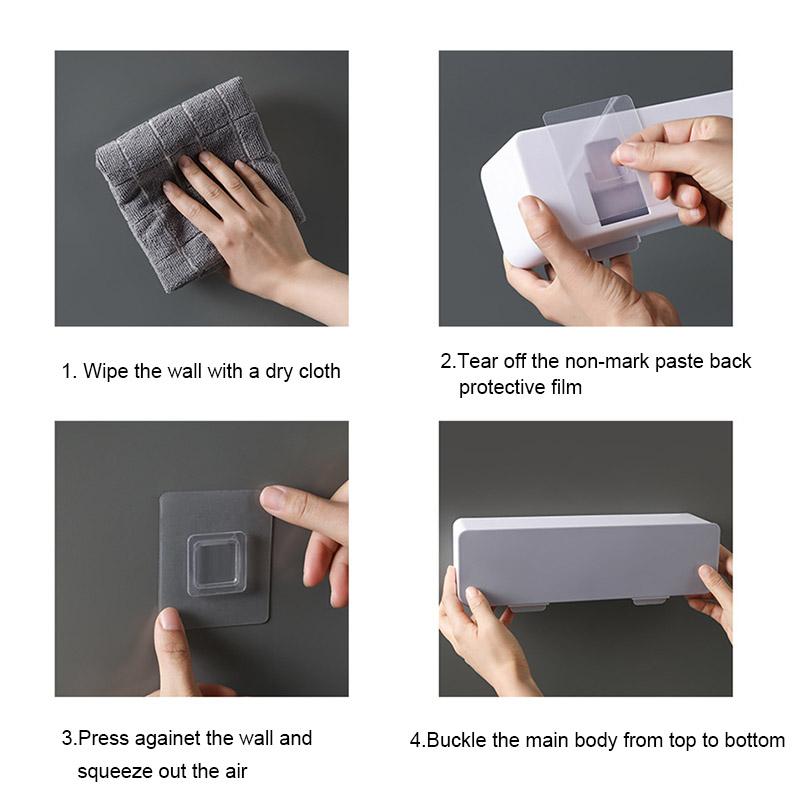 Collapsible Wall-mounted Spice Box Combination Four-grid Kitchen Device Sets Multi Plastic Container for Seasoning Tools