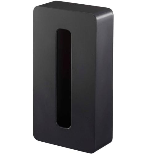 Yamazaki Magnetic Compact Tissue Case, Black [Compatible with soft pack tissues measuring approximately 10.5cm W x 4.5cm D x 20.5cm H], Space-Saving,