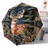 Forest Deer Skull Outdoor Automatic Umbrella Sturdy 8 Rib Durable Plastic Iron Outdoor Daily Use Outdoor Accessory Perfect Gift Friends