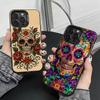 Mexican Catrina Skull Art  Phone Case For iPhone 17,16,15,14,13,12,11 Plus,Pro Max,XS,Colorful Silver Phone Case Funda Cover