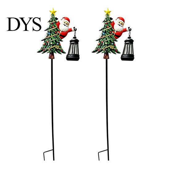 Wireless Pathway Solar Lights 2Pcs Santa Garden Stake Lights, Christmas Lawn Holiday Gifts for Lovers Decor with Metal Lantern, Waterproof Outdoor
