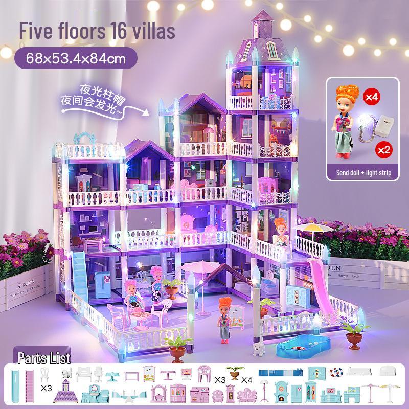Принцесса Замок Вилла DIY Кукольный домик: Модель собранного игрового домика для девочки