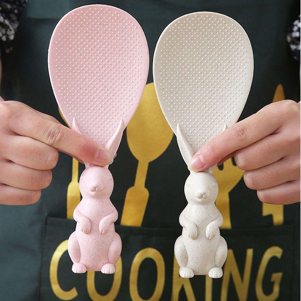 Plastic Wheat Straw Rice Spoon Cute Rabbit Rice Shovel Hot Rice Spoon  Home Kitchen
