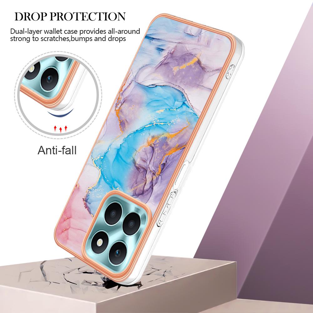 

For Honor X6a 4G Case with IMD Marble Flower Pattern TPU Mobile Back Cover A