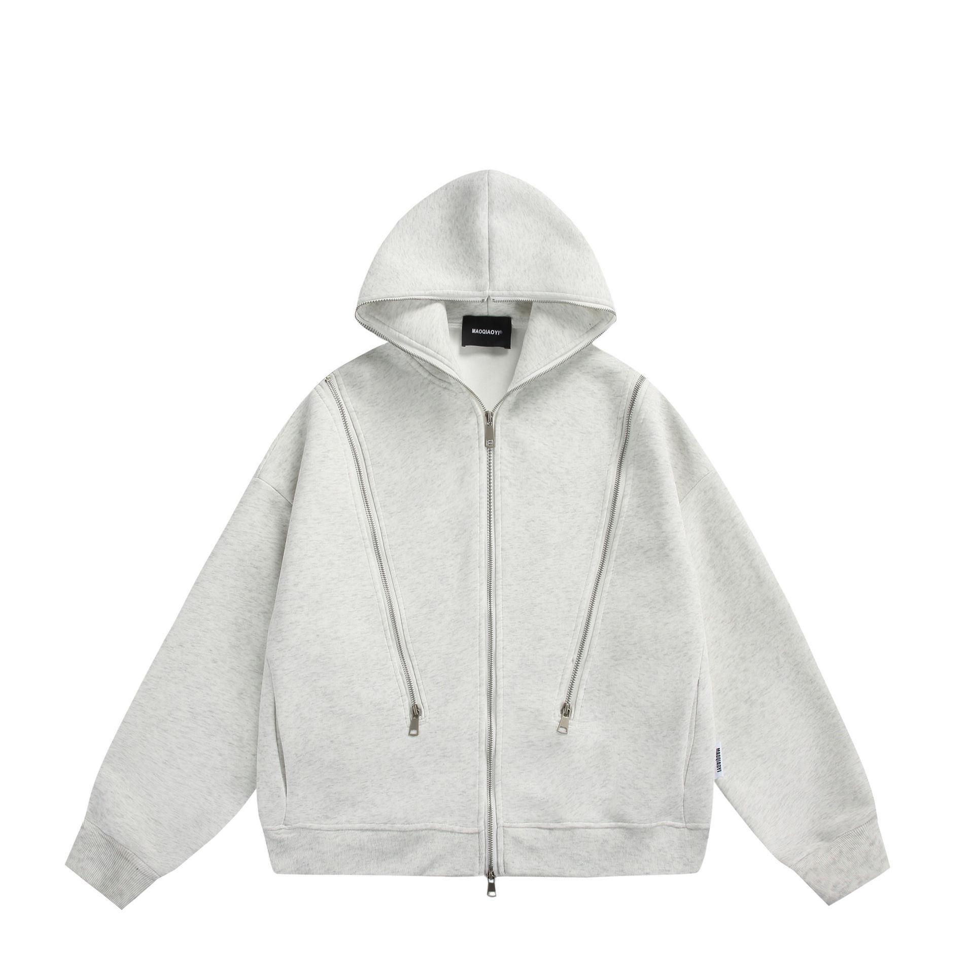 Men s Retro Multi-Zipper Hooded Sweatshirt - Autumn/Winter Versatile Style. 3XL серый