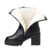 Short boots Winter mid boots boots thick heel Martin boots high heels leather boots velvet cotton shoes