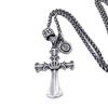 Vintage Krone Kreuz Anhänger Halskette für Männer Hip Hop Punk Gothic Schmuck Antik Silberfarben Schlüsselbein Kette