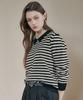 Maja Cubic Button Striped Open Collar Knit