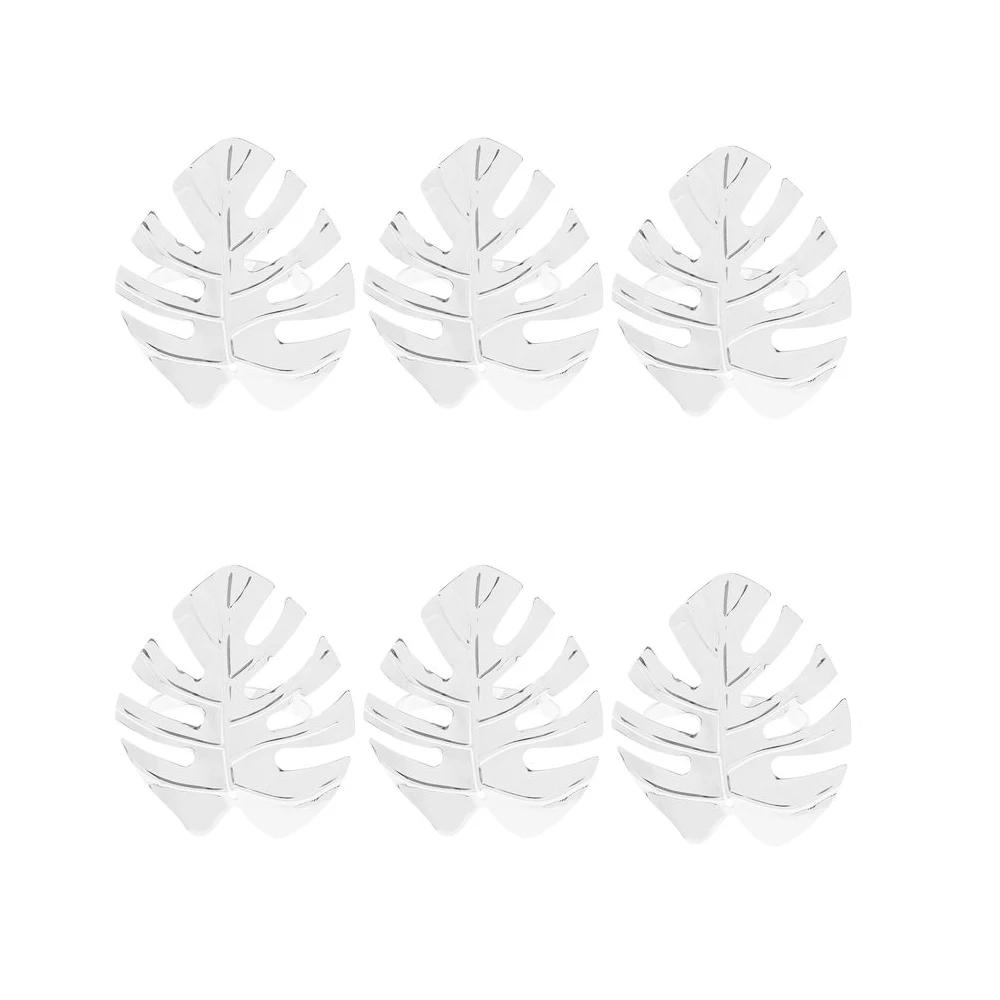 6pcs Leaves Feather Napkin Ring Buckle Holders for Wedding Party Festivals Dinner Table Decoration Gold Silver Rose Gold  2024