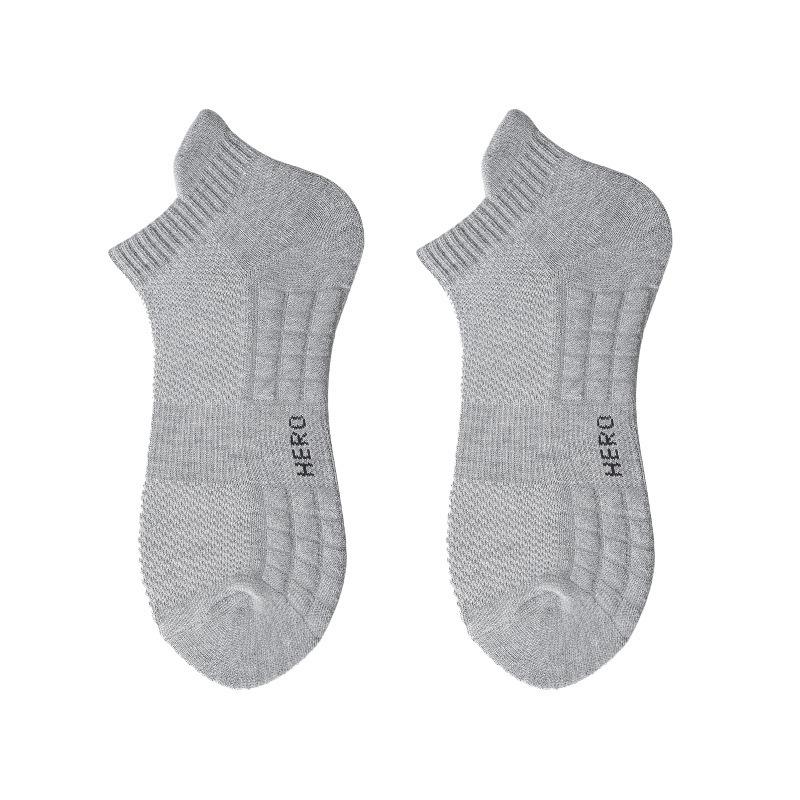 Men's Summer Sports Socks with Ear Tabs for Odor Prevention and Sweat Absorption, Towel Bottom Men's Socks, Boat Socks