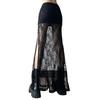 European and American style summer new women's clothing fashion black lace perspective slim and thin floor long skirt skirt