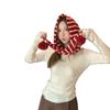 Red White Striped Knitted Neck Shawl Scarf Fluffy Pom Poms Soft Warm Perfect For Daily Wear Winter Outings Christmas Gatherings