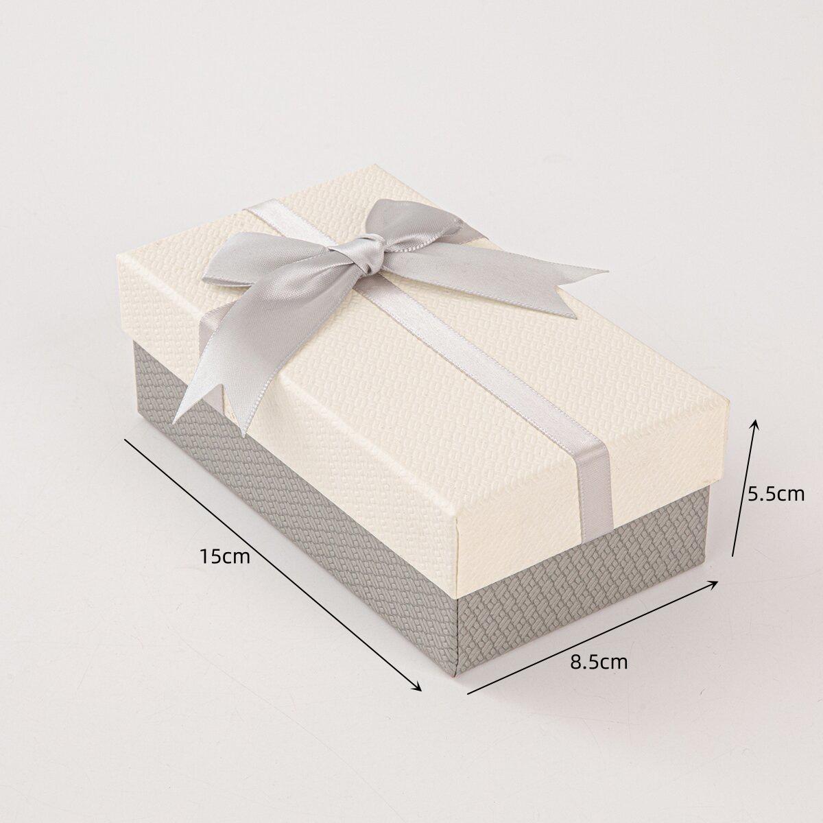 

Woven Pattern Gift Box: Bow Ribbon Claw Clip, Lipstick, Lip Gloss, Perfume – Birthday Storage Solution 15x8.5x5.5 cm