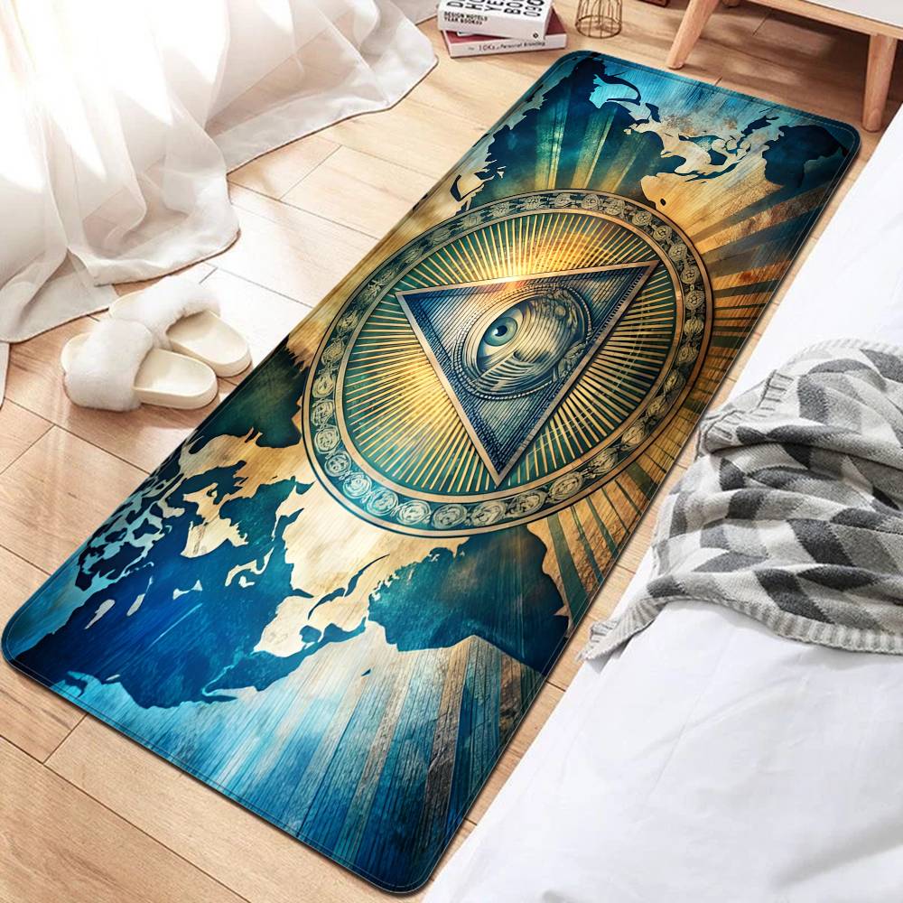 Freemason Illuminati Anime Floor Mat Non-Slip Laundry Room Mat Laundry Decor Balcony Child Living Room Bedside Mats