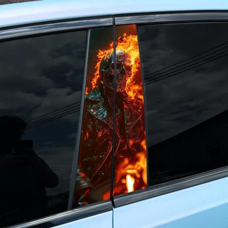 1pc/2pcs Skull Evil Rider Car Stickers for B-pillar Vinyl Decals Waterproof Auto Center Pillar Sticker Cover Scratches Decors