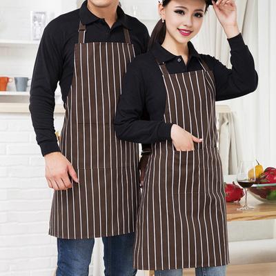 Waterproof Cleaning Bib Apron Stripe Design Adjustable Polyester Cotten Apron with Tool Pockets for Men Women Oil Stain Resistant Chef Apron for Home