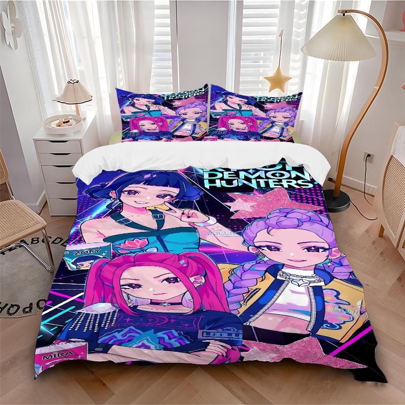 3-teilige Kpop Dämonenjäger Bettwäsche-Sets Für Alle Größen Neu 3D-Druck Bettbezug Steppdecke Bettbezug Kissenbezug Schlafzimmerdekoration
