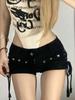 Women's 2023 American Retro Lace-Up Denim Shorts - Slim Fit, Hip-Hugging Design