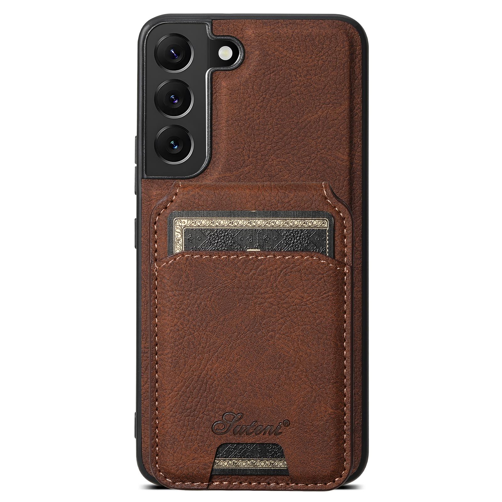 

SUTENI H16 For Samsung Galaxy S22 5G Magnetic Detachable Cell Phone Cases PU+TPU Bump Proof Cover Brown