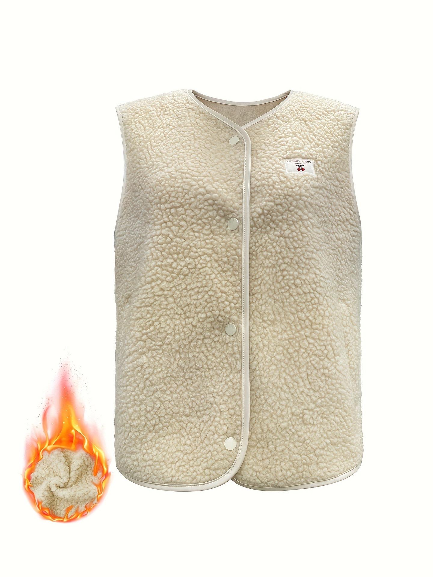 Women s sleeveless wool vest top Europe, America, autumn and winter loose single-breasted lamb wool vest jacket S
