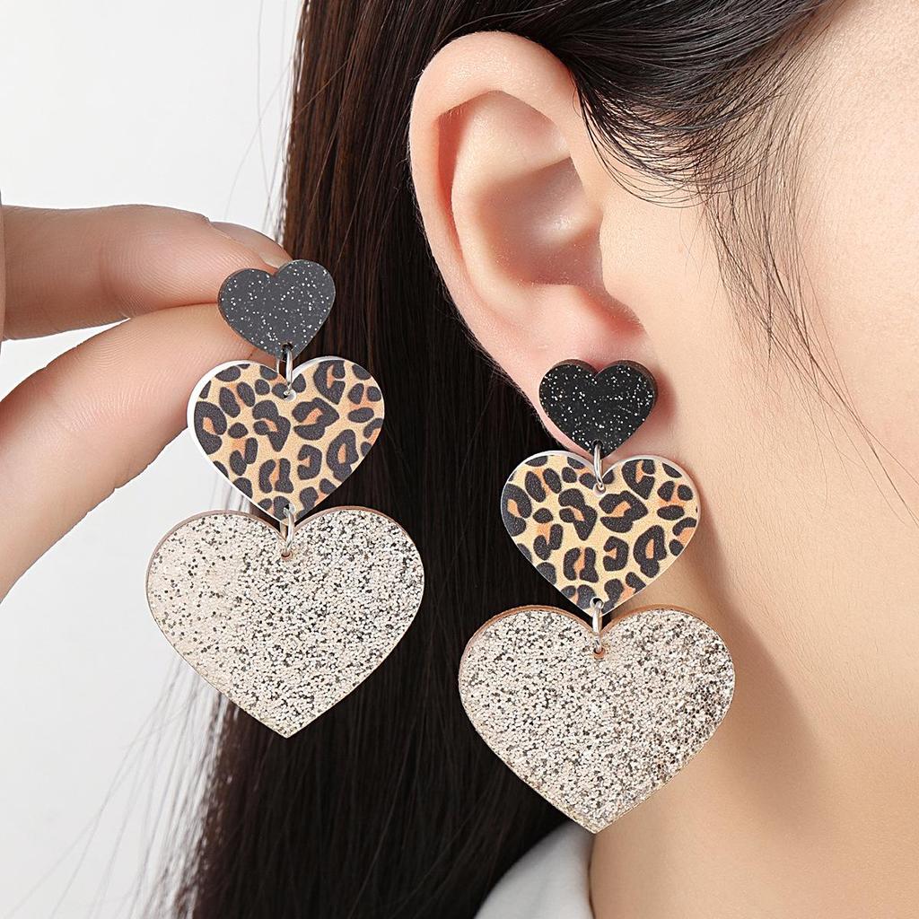 Christmas Love Heart Acrylic Earrings - European & American Style