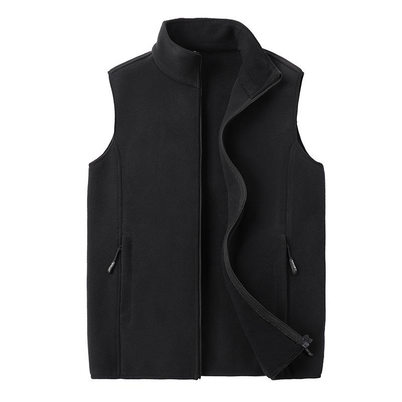 Men's Autumn & Winter Double-Sided Fleece Vest - Stand-Up Collar, Thickened, Warm, Sporty & Casual Style.