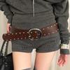 Punk Style Rivet Waist Belt Designer Dress Jeans Belt Heavy-Duty Wide Women's Belt  Streetwear
