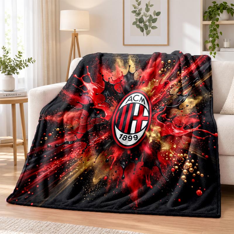 AC Milan Printed Flannel Blanket Warm Comfort Bed Throw For Indoor Home Decoration