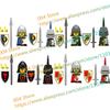 N511U-518U N335-337 Mittelalterliche Burg Ritter Bausteine Figuren Vierseitiger UV-Druck Waffen Zubehör Spielzeug Kindergeschenke F030