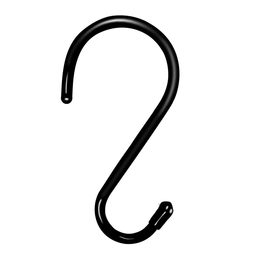 Large S Hooks for Hanging Heavy Duty  6 Inch Non Slip Vinyl Coated Metal Black Closet S Hooks for Hanging Plants Outdoor Lights and Kitchen Pot Pan