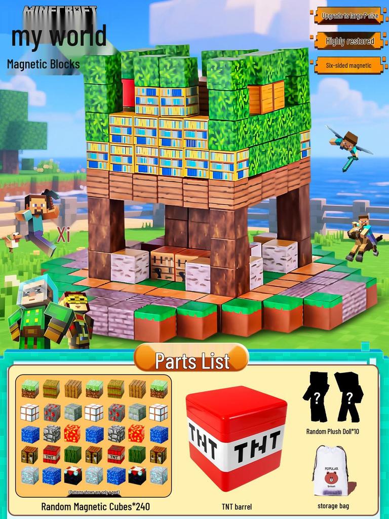 Minecraft TNT Magnetic Building Block Puzzle - Children's Magnetic Iron Cubes Toy