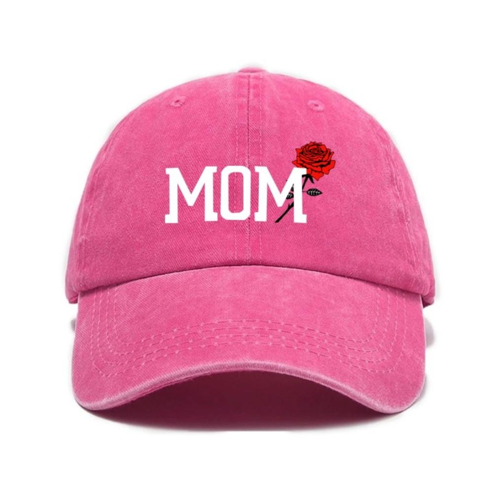 2pcs/set Classic Mom Dad Rose Printed Cap Washed Cotton Couple Cap Baseball Hats For Man Women